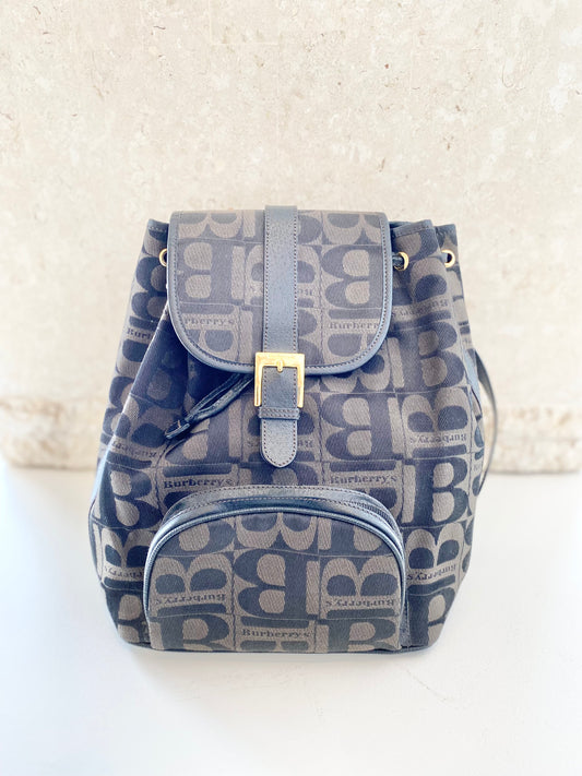 Burberry Canvas Monogram Backpack - Vintage circa 90’s