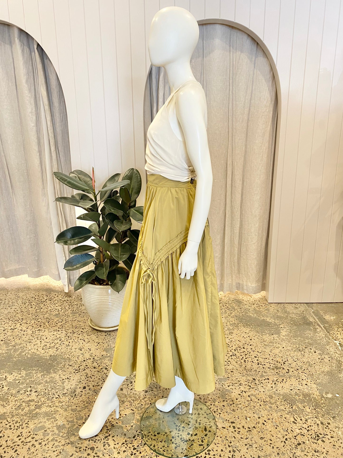 AJE Cosmos Drawstring Midi Skirt - Size 16