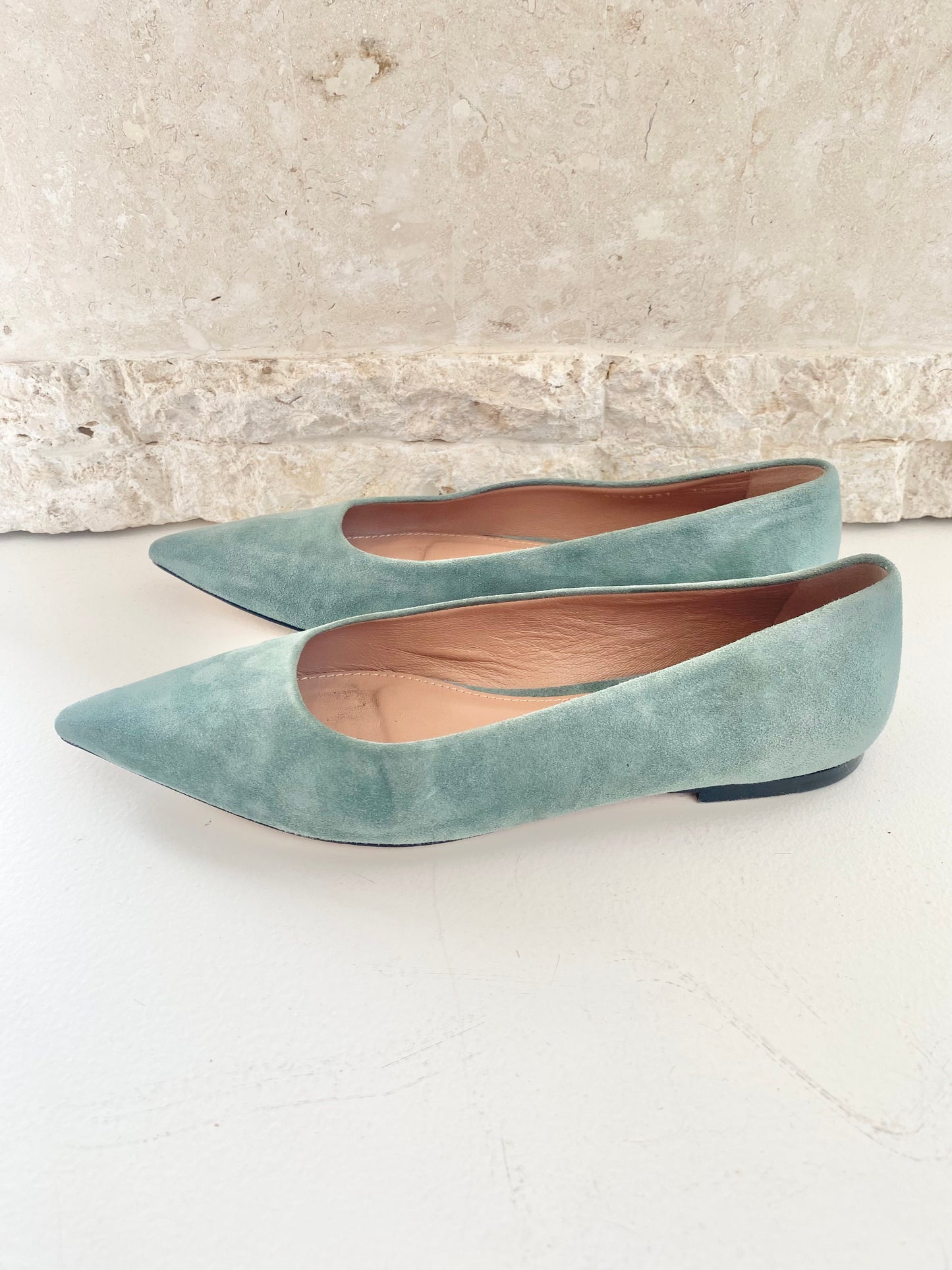 Hugo Boss Suede Ballet Flats in Sage - Size 38