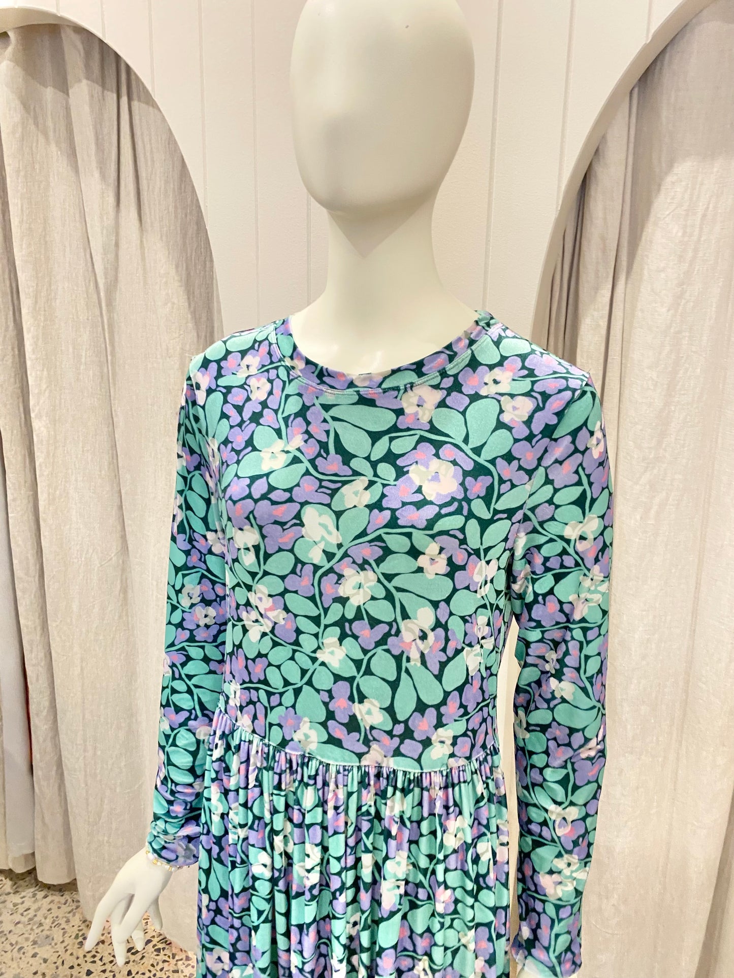 Gorman Velvet Floral Midi Smock Dress - Size 12