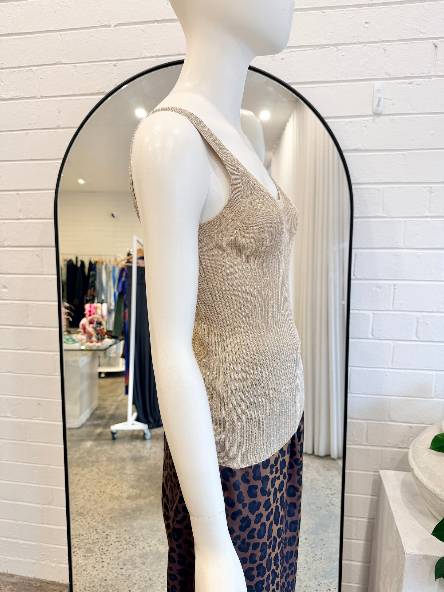Reiss Gold Metallic Imogen Vest - Size M (10 - 12)