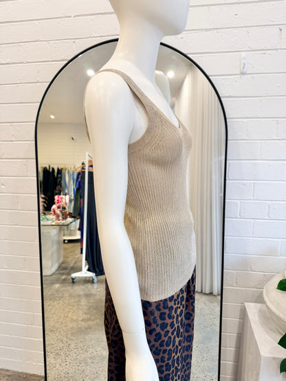 Reiss Gold Metallic Imogen Vest - Size M (10 - 12)