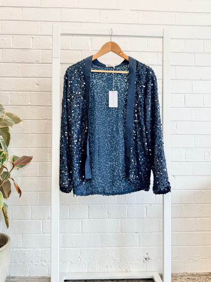 Flannel Navy All That Glitters Jacket - Size 0 (6 - 8)