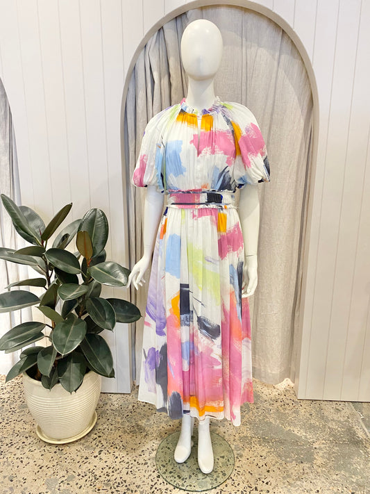 Aje Elysium Blouson Midi Dress - Size 8