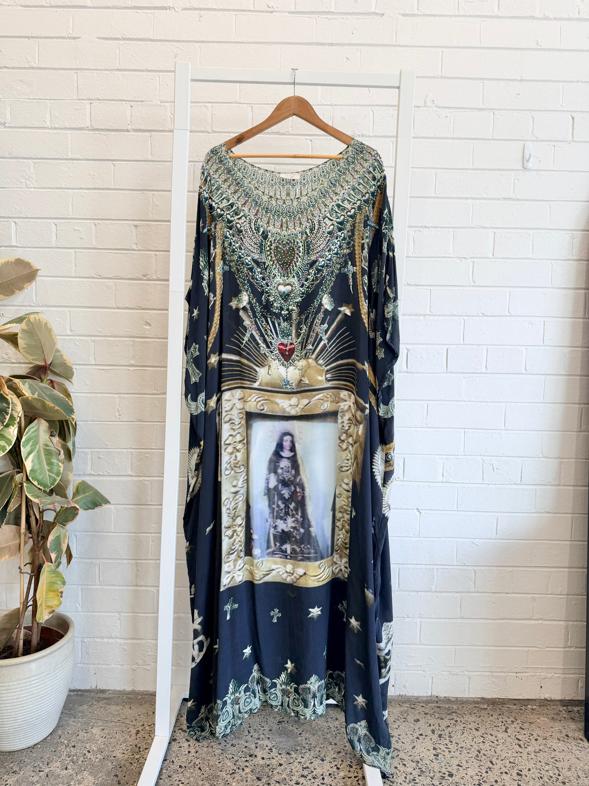 Camilla 'Sacred Amulet' Silk Round Neck Kaftan - Size 14 - 20
