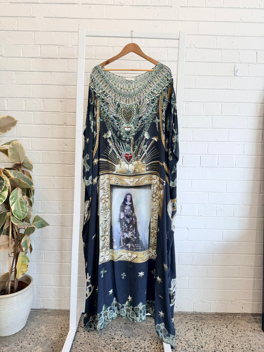 Camilla 'Sacred Amulet' Silk Round Neck Kaftan - Size 14 - 20