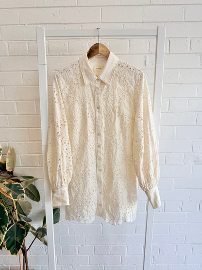 Kivari Piper Mini Shirtdress in Cream - Size 12