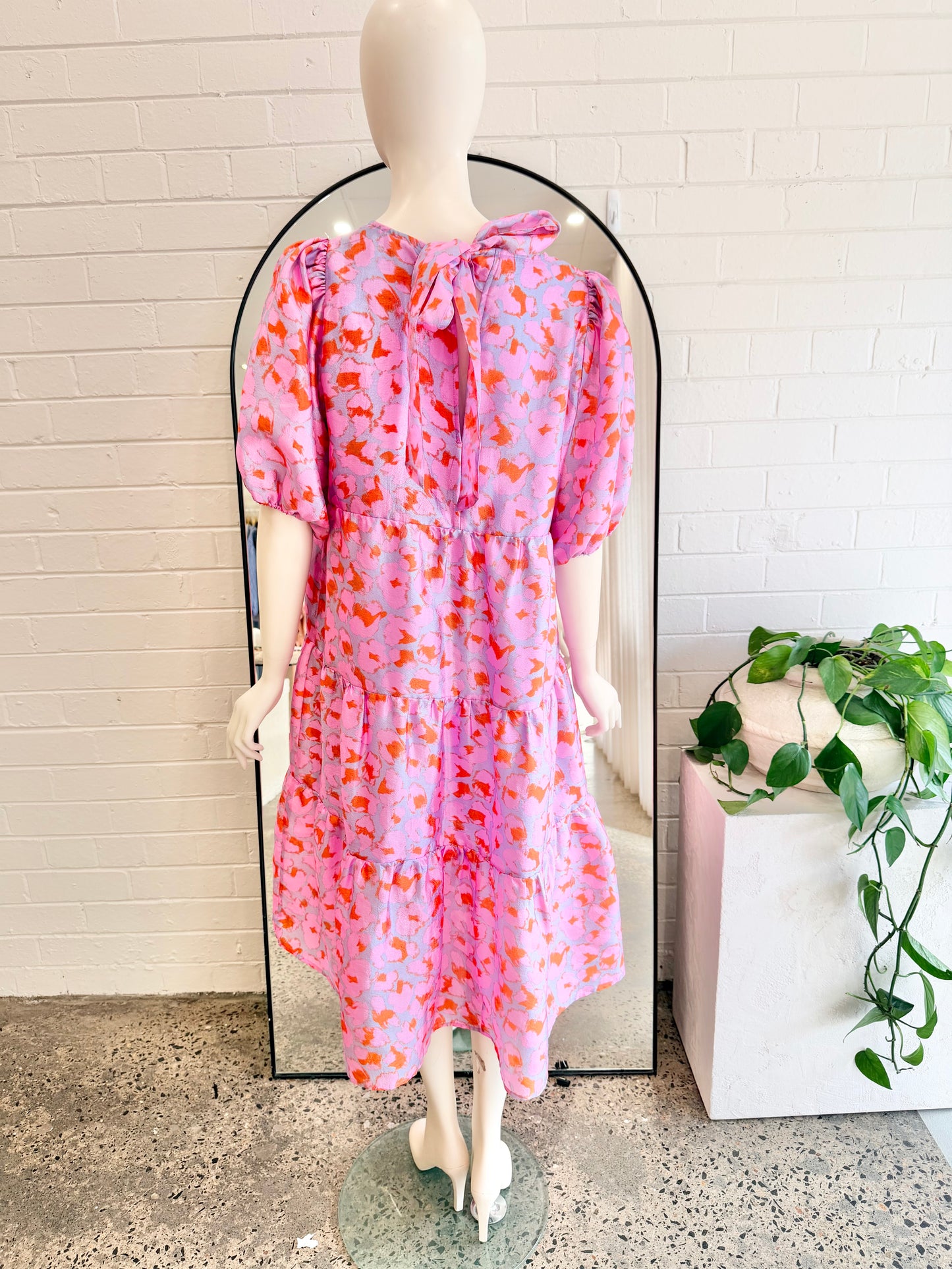 Cras Pink Lyracras Leopard Print Midi Dress - Size 38 (10/12)