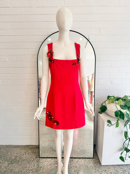 Elliatt Red Trompe 3D Floral Mini Dress - Size L (12) - Pre-Loved Geelong