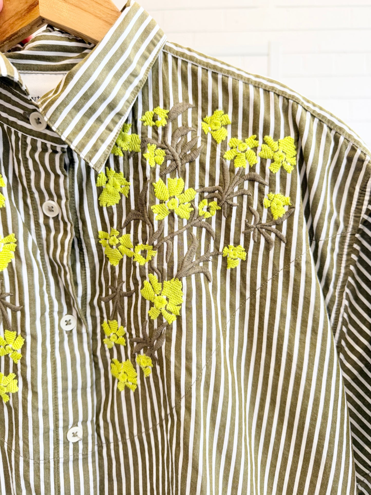 Kowtow Treetop Stripe Wildflower Shirt - Size L (12)