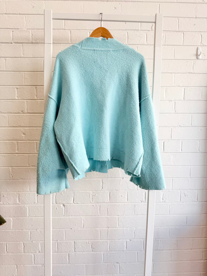 BLANCA Oversized Pepa Cardigan in Turquoise - Size Small (10-14)