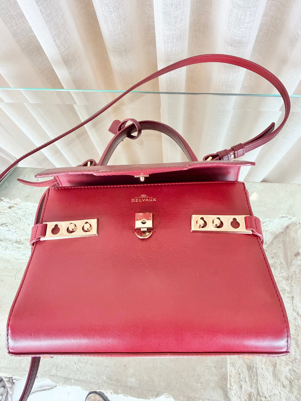 Delvaux Tempete Prune Leather Small Satchel Bag
