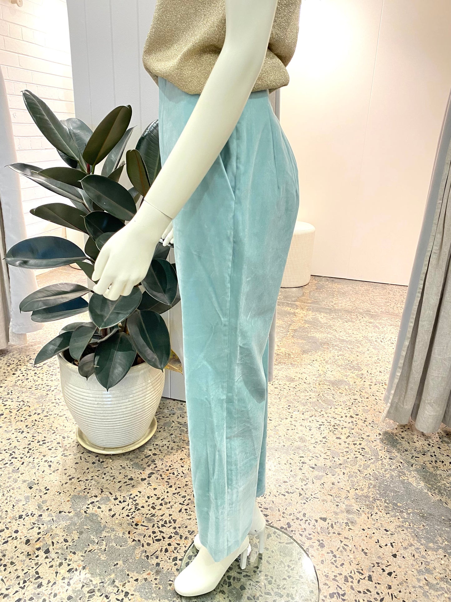 Scanlan Theodore Velvet Trousers in Mint - Size 12