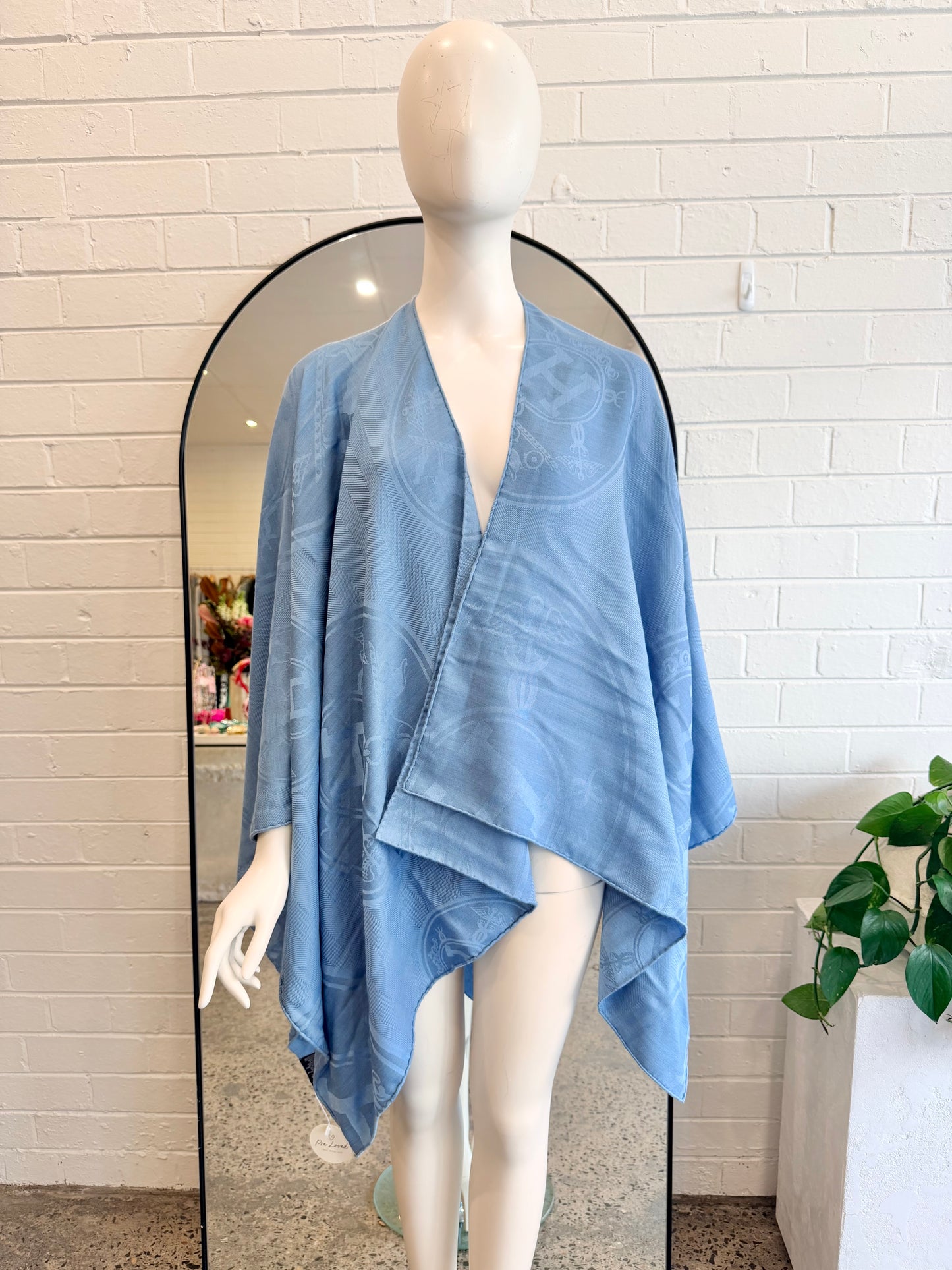 Hermes Blue New Libris Cashmere Scarf