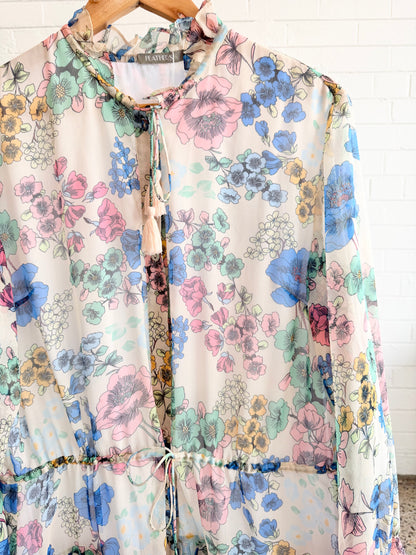 Feathers Floral Midi Dress - Size XL (14)