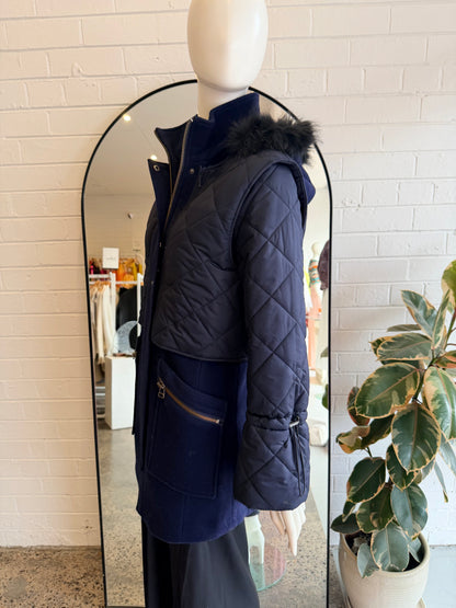 Joie Midnight Blue Hetal Wool Coat - Size S