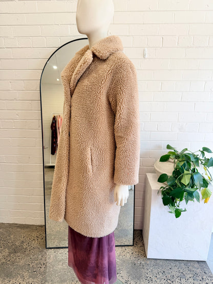 Friends With Frank Camel 'Harriet' Teddy Coat - Size XS (8-10)