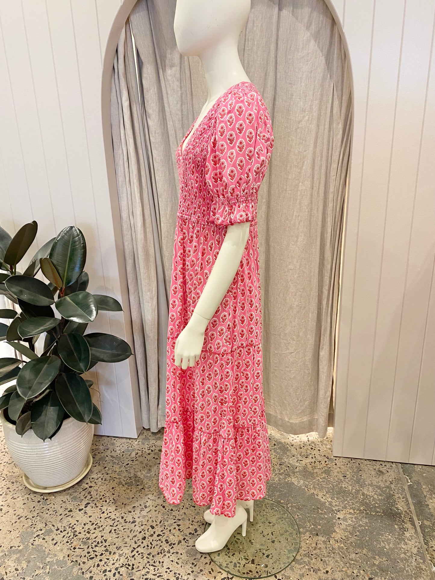 Pink City Prints Pink Maxi Dress - Size L