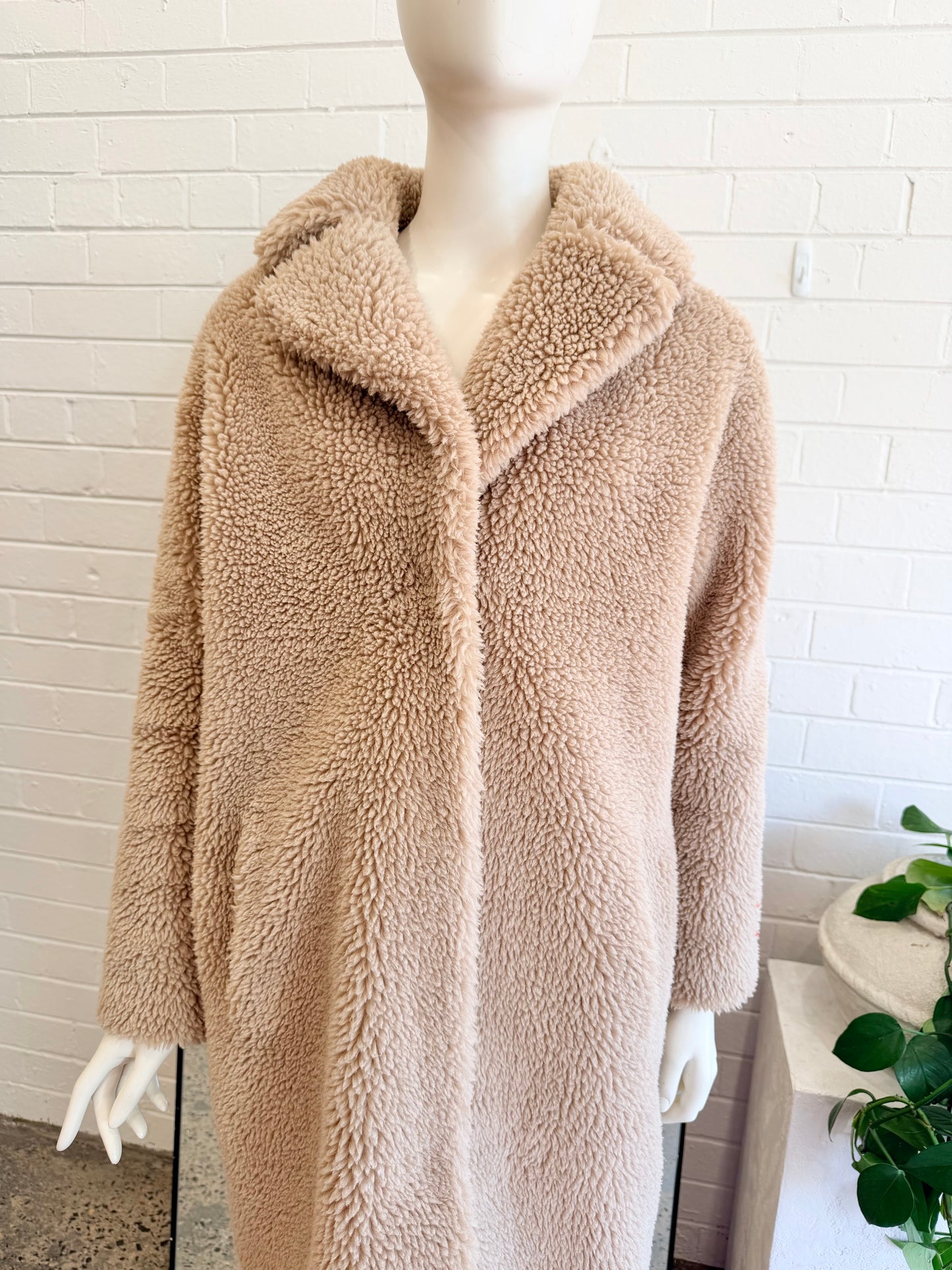 Friends With Frank Camel 'Harriet' Teddy Coat - Size XS (8-10)