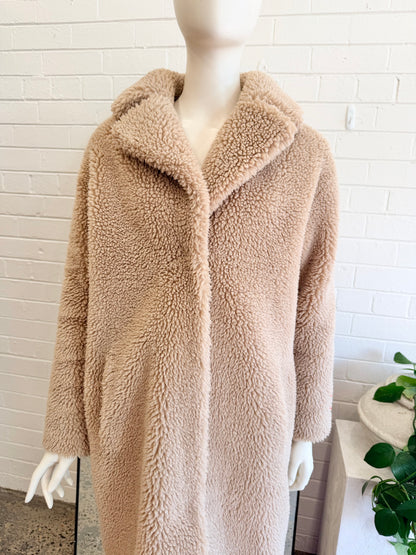 Friends With Frank Camel 'Harriet' Teddy Coat - Size XS (8-10)