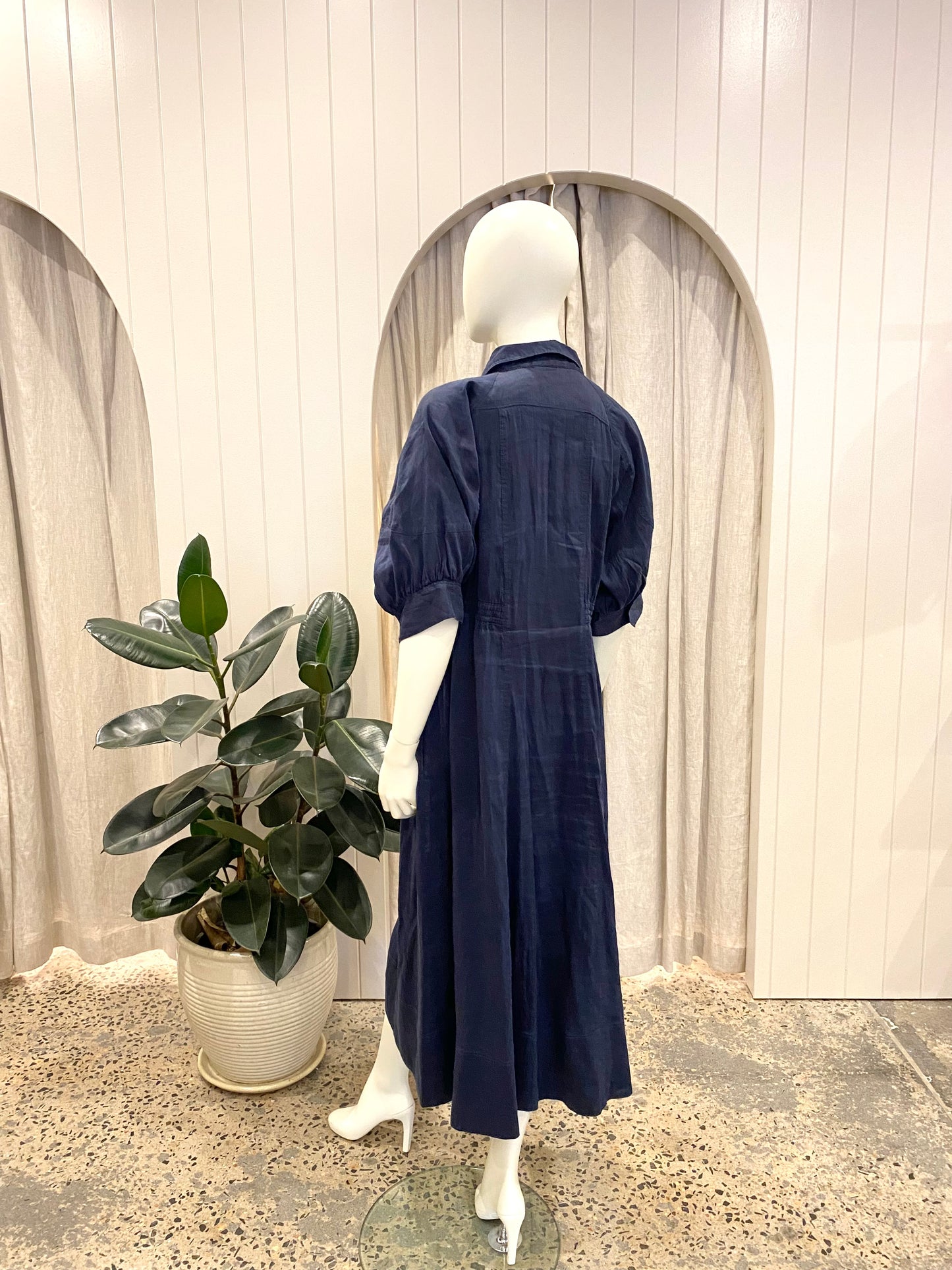 Country Road Silk/Linen Shirtdress in Blue - Size 12