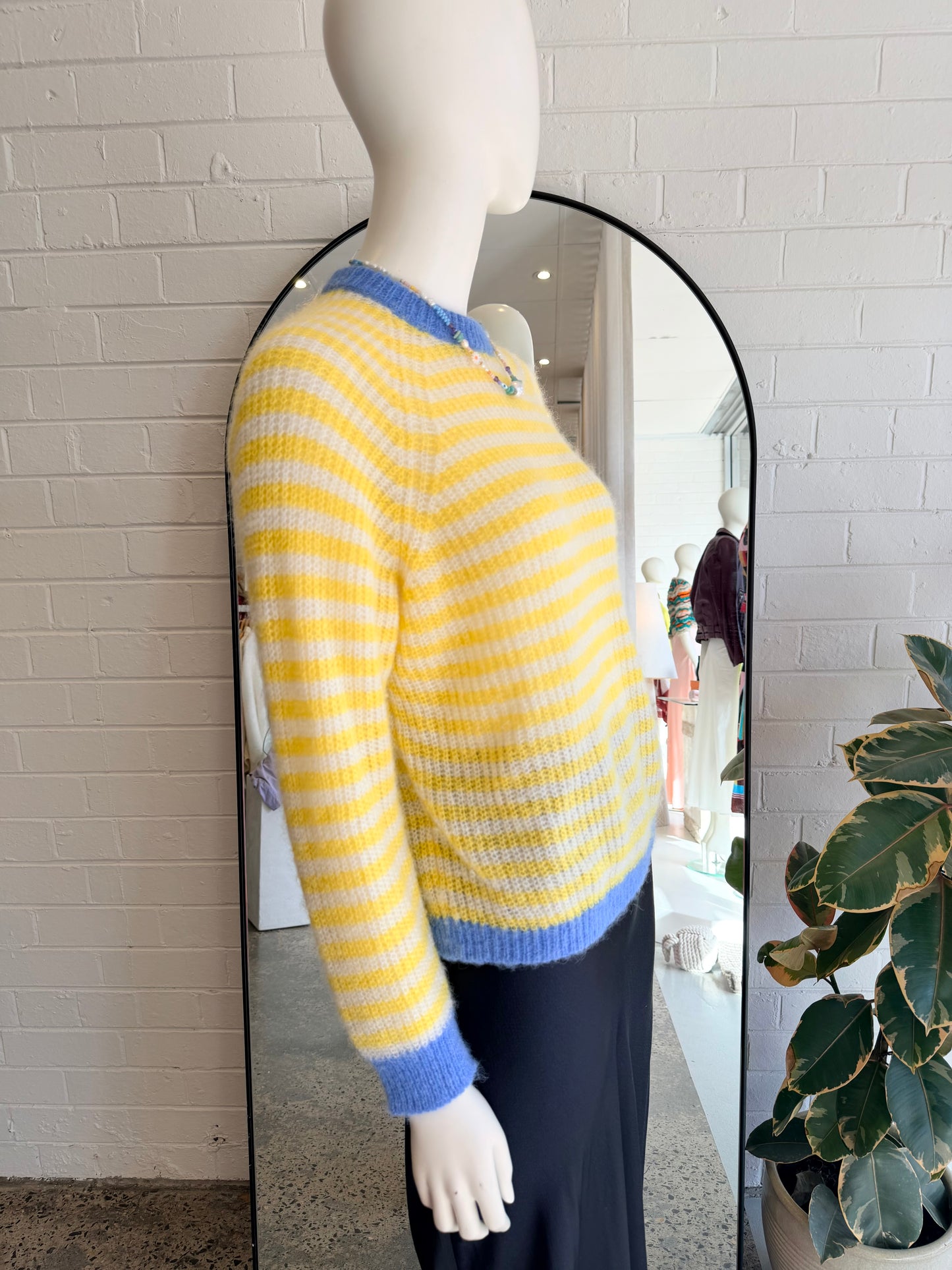 Les Tricots d'O Yellow and White Stripe Knit Jumper - Size 1