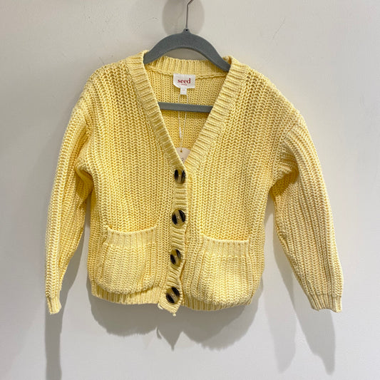 Seed Girls Chunky Knit Cardi in Buttercup - Size 4-5