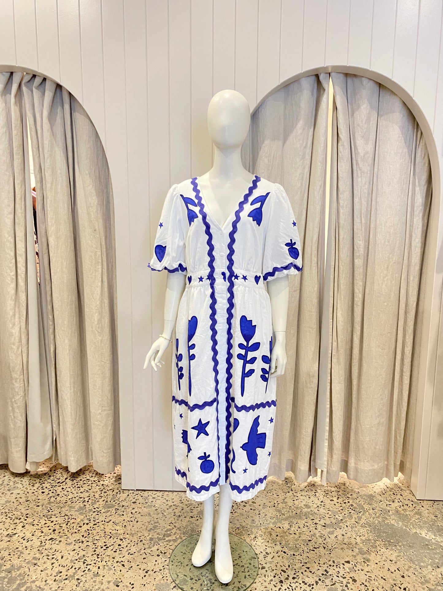 Gorman 'Lovebirds' Embroidered Midi Dress - Size 16