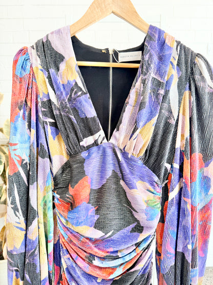 Rebecca Vallance Belladonna Long Sleeve Mini Dress — Floral Print - Size 8