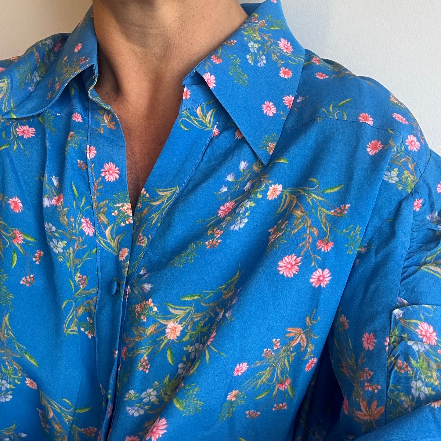 Steele Electric Blue Floral Shirt - Size 10/12