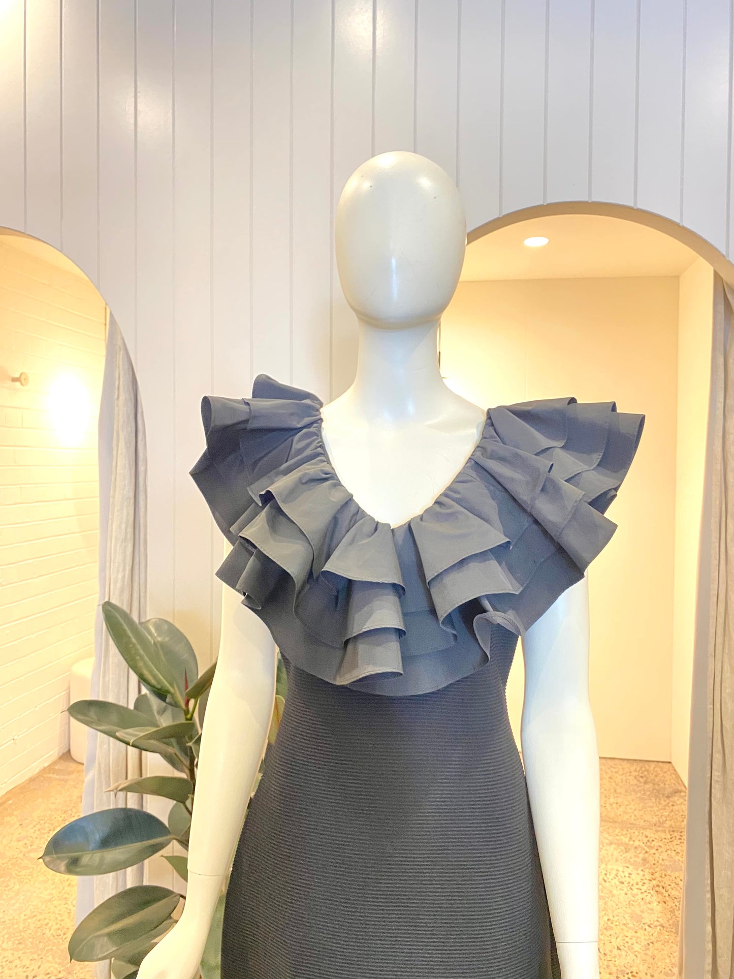 AJE Transcendent Ruffle Midi Dress - Size L (12)