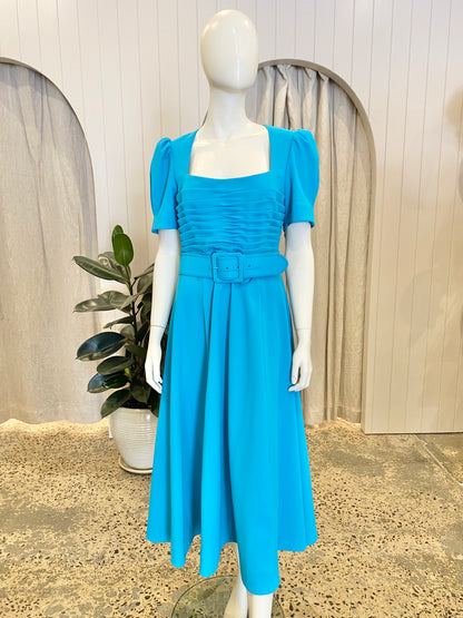 Rebecca Vallance Blue Ella Short Sleeve Midi BNWT - Size 12