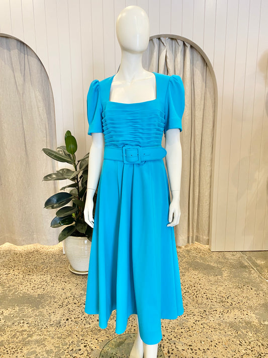 Rebecca Vallance Blue Ella Short Sleeve Midi BNWT - Size 12