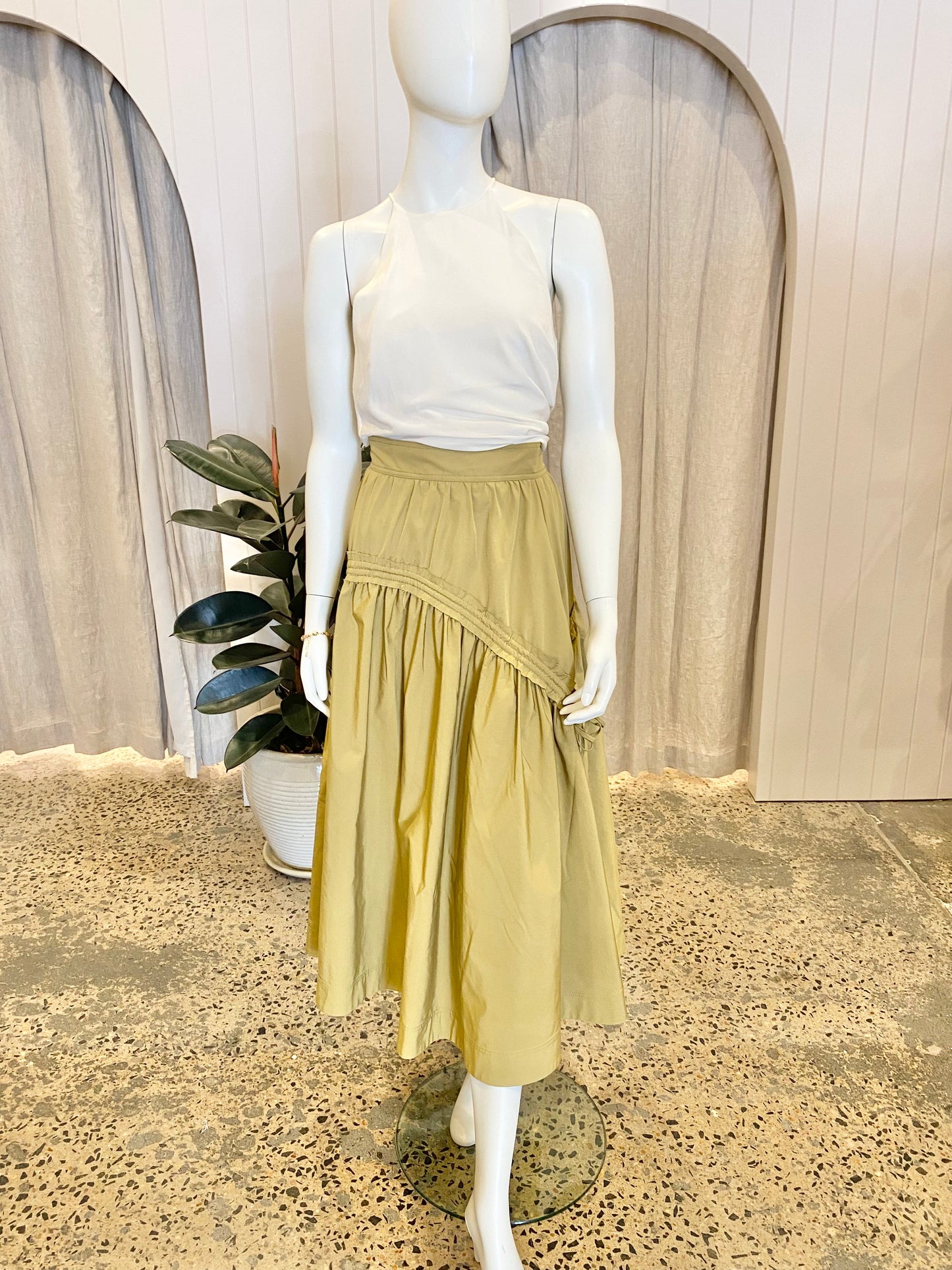 AJE Cosmos Drawstring Midi Skirt - Size 16