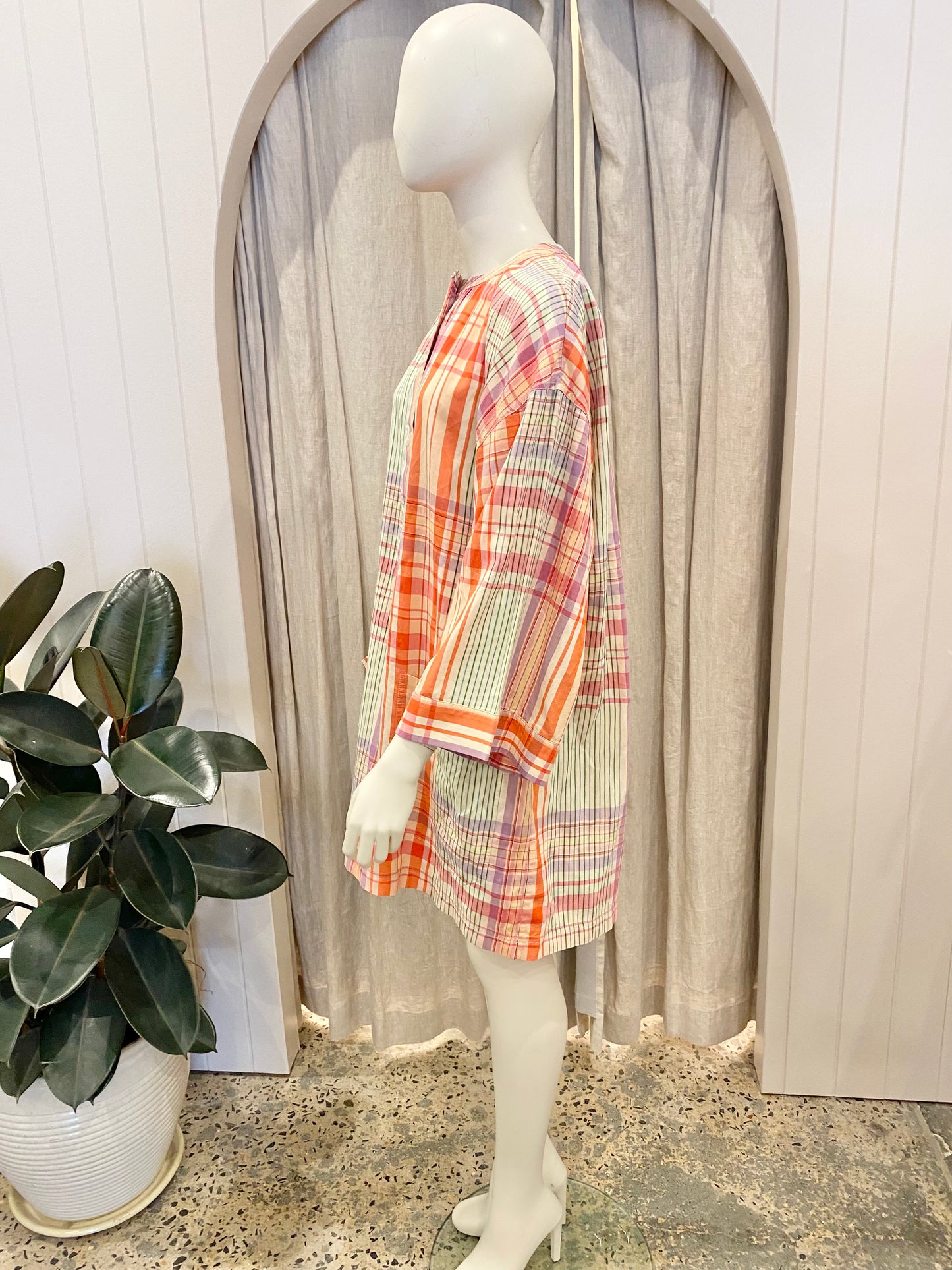 Oroton Check Shirt Dress - Size 14