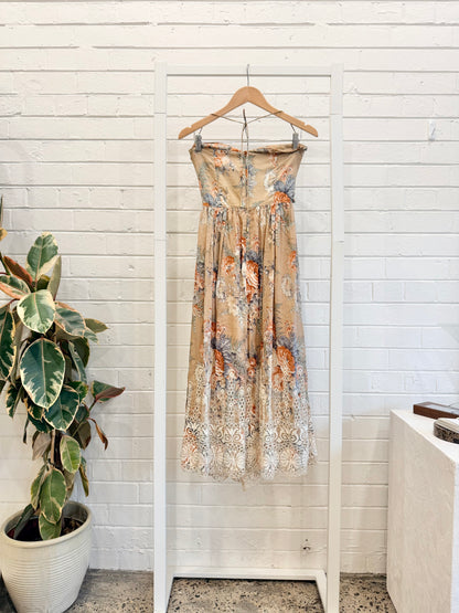 Zimmermann Anais Antique Tie Midi Dress - Size 2 (10)