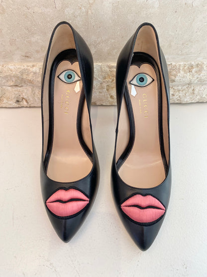 Gucci Black Lip Pumps - Size 37.5