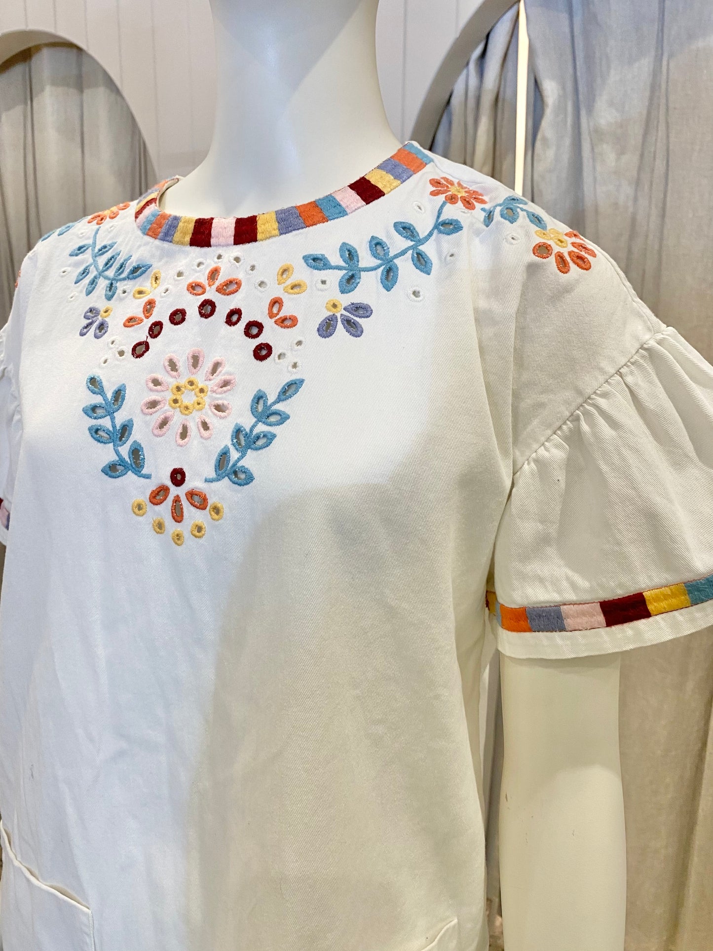 Sezane Kylie Embroidered Dress - Size 34 (au6/8)