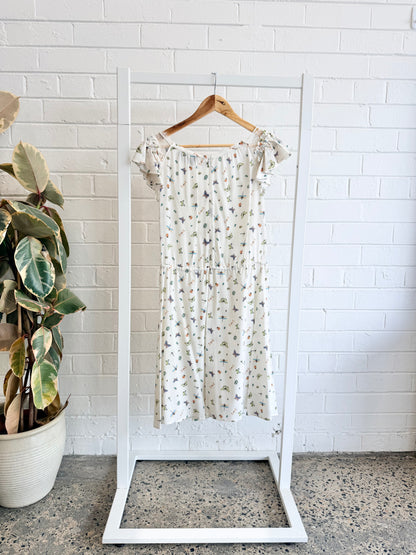 The Kooples White Silk Bug Print Midi Dress - Size S (8)