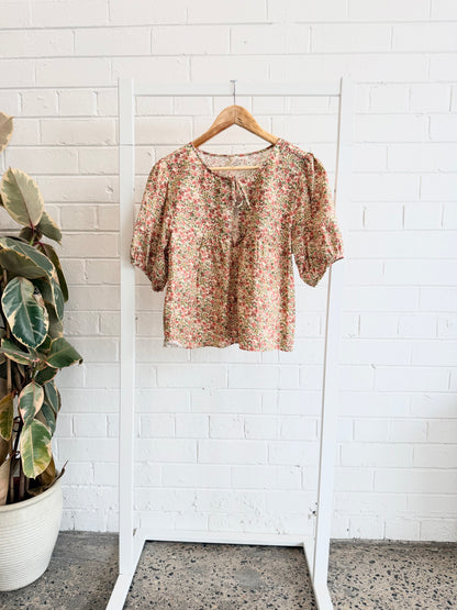 Oak Meadow Pink Floral Blouse - Size S (8)