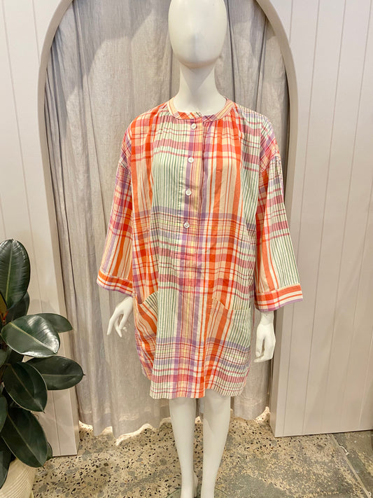 Oroton Check Shirt Dress - Size 14