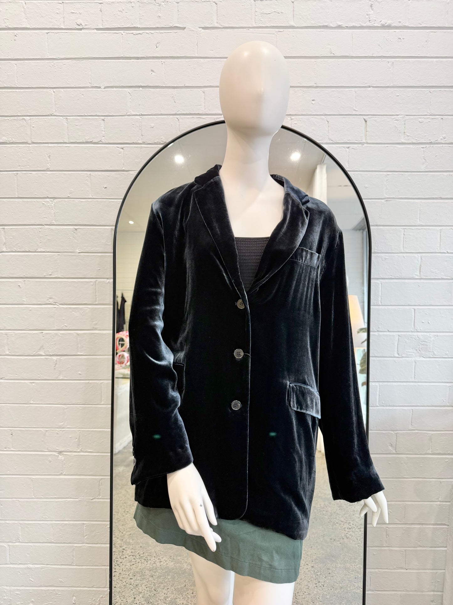 Zara Velvet Blazer in Navy - Size 14