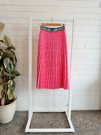 Frankies Melbourne Pink Leopard Pleated Skirt - Size 10 - 12