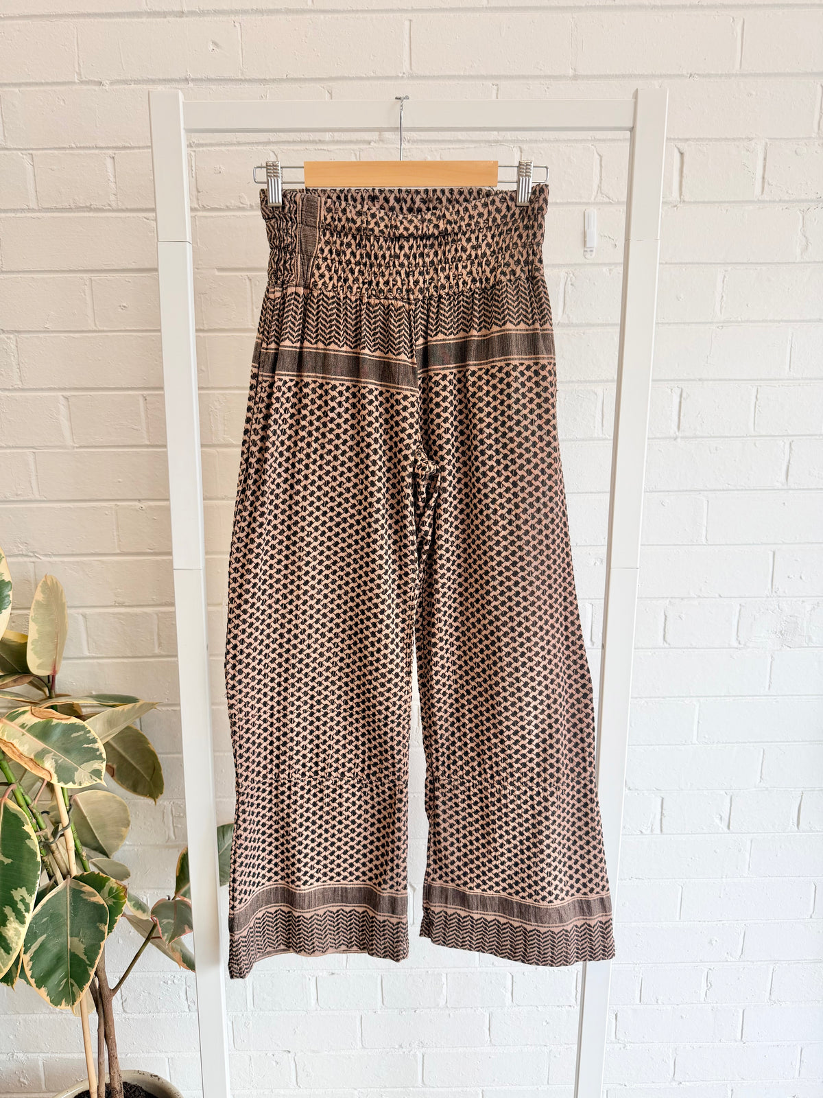 Cecilie Copenhagen Keffiyeh Trousers in Black/Tannin - Size 1 (8/10)