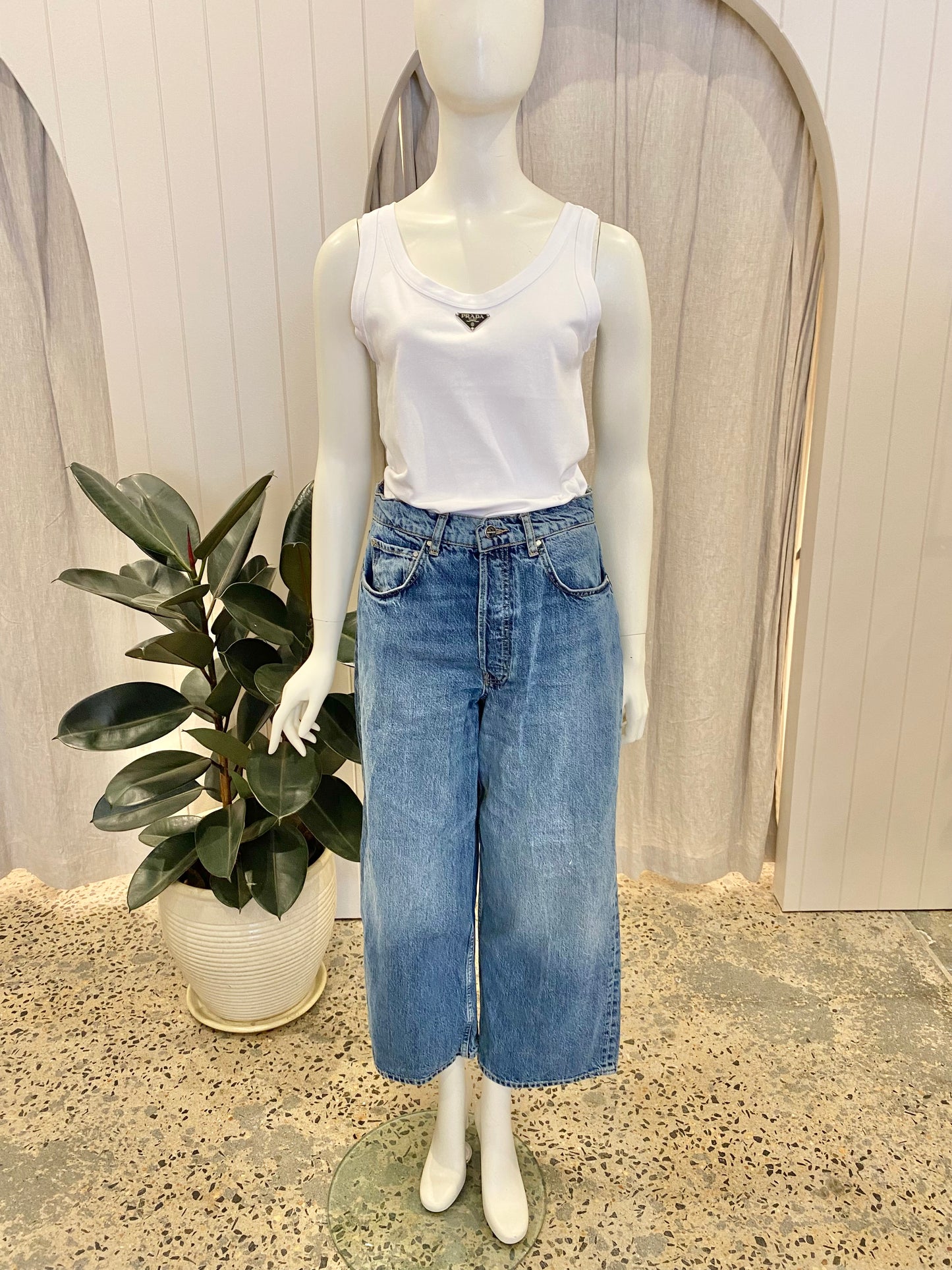 Anine Bing Dark Wash Denim Wide Leg Jeans - Size 29