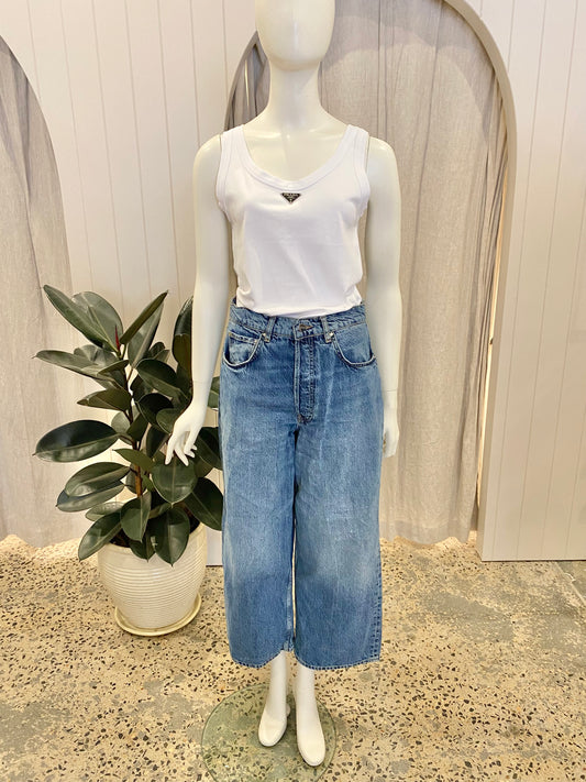 Anine Bing Dark Wash Denim Wide Leg Jeans - Size 29