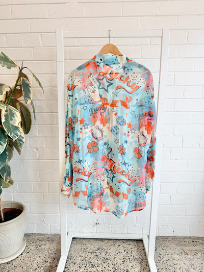 Never Fully Dressed Blue Lucky Shirt - Size 12