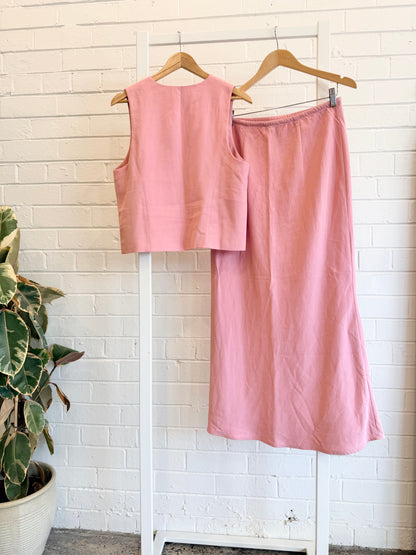 Nude Lucy Pink Petra Vest and Skirt Set - Size L (12)