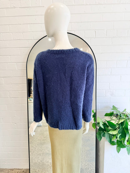 Gorman Mohair Knit Sweater in Navy - Size 8