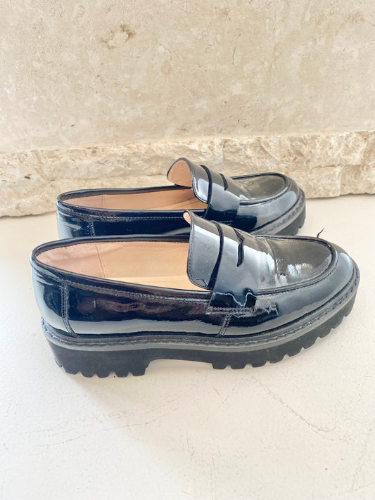 Filippo Raphael Black Patent Galia Loafers - Size 37